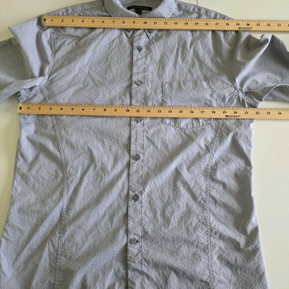 John Varvatos Shirt Mens L Gray Birds Eye LS Button Roll Up Tab Casual Preppy - Picture 5 of 16